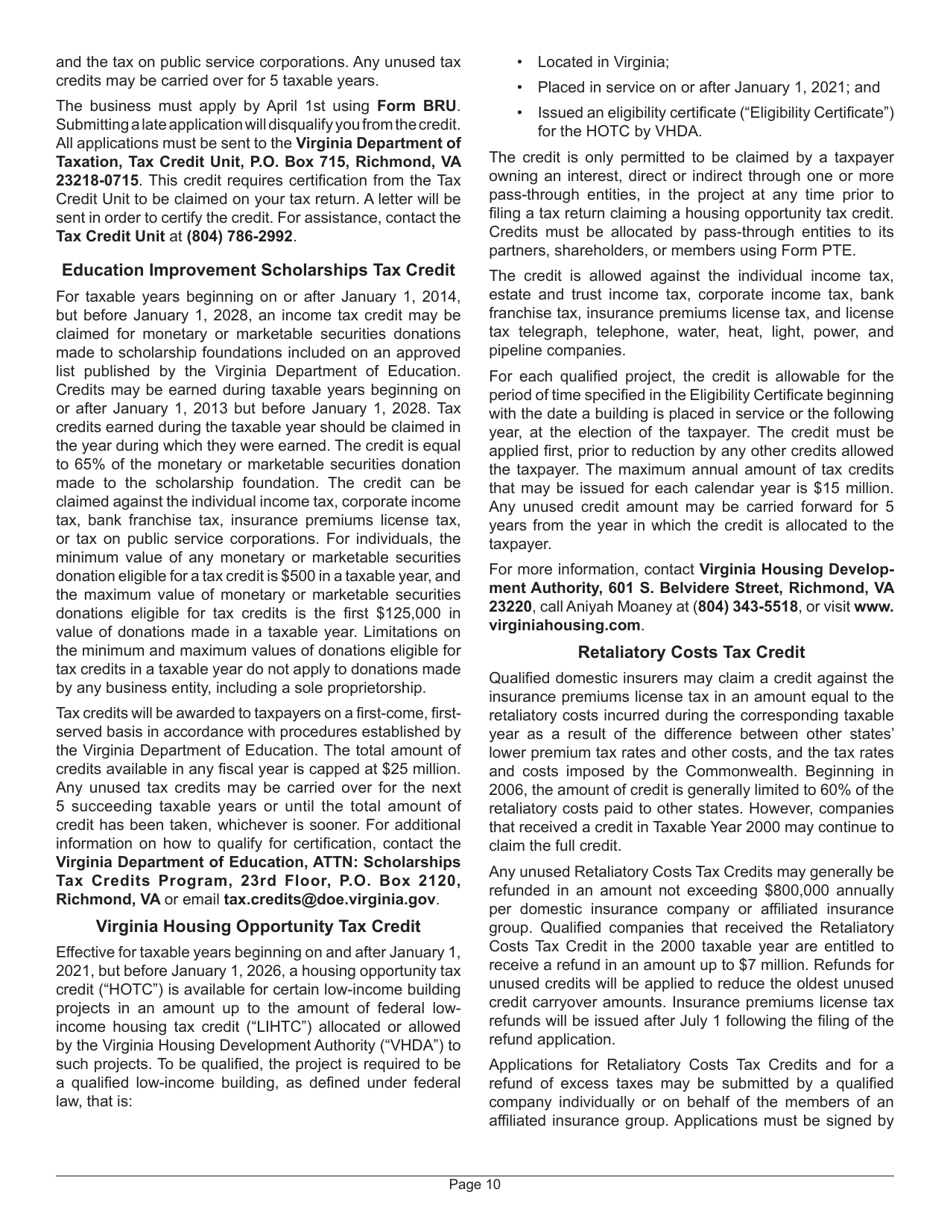 Instructions for Form 800 Virginia Insurance Premiums License Tax Return - Virginia, Page 12