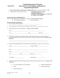 Document preview: Form NP-1 Sales and Use Tax Exemption Application for Nonprofit Organizations - Virginia