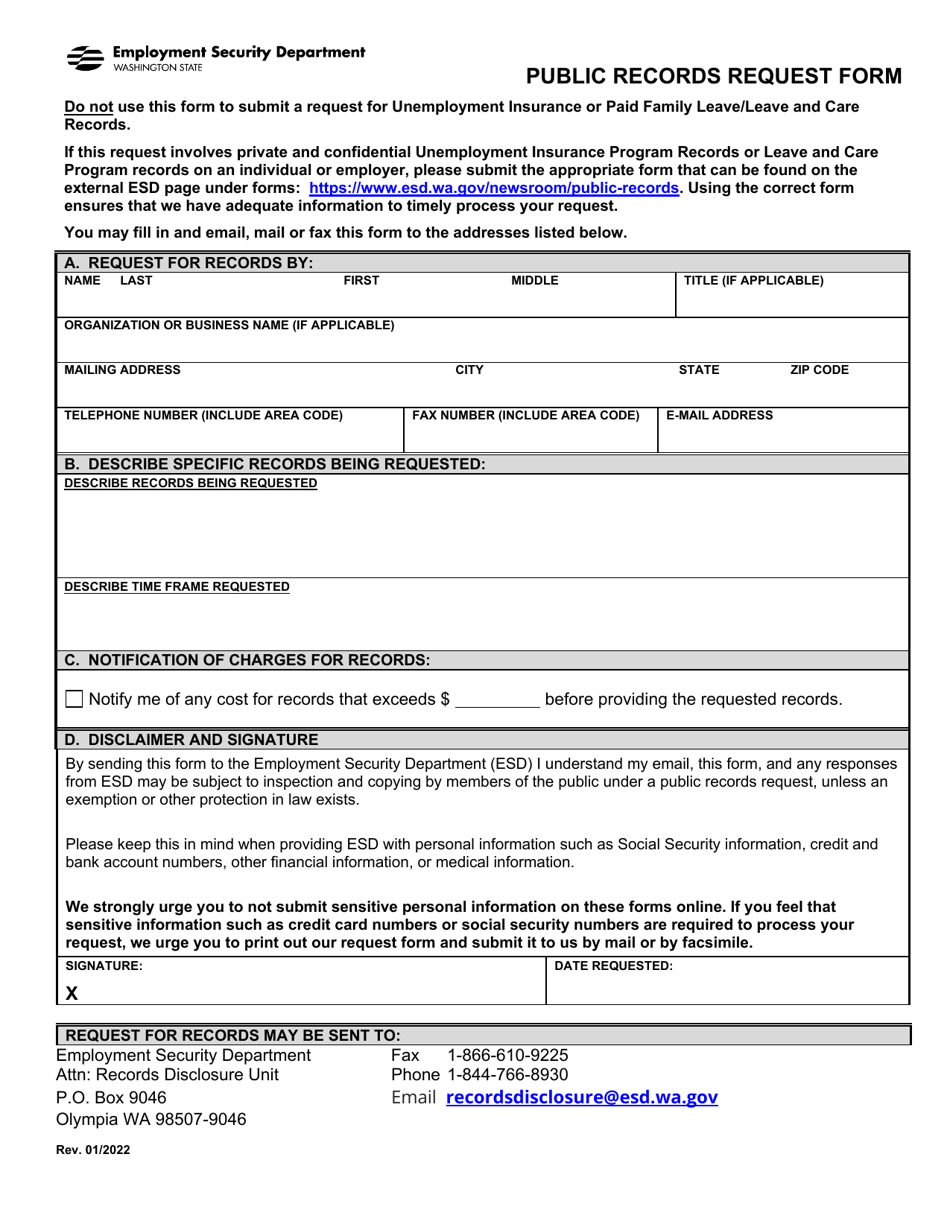 Washington Public Records Request Form Fill Out Sign Online And
