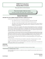 Document preview: Instructions for VT Form FIT-161 Vermont Fiduciary Return of Income - Vermont