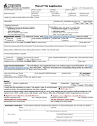 Document preview: Form TD-420-289 Vessel Title Application - Washington