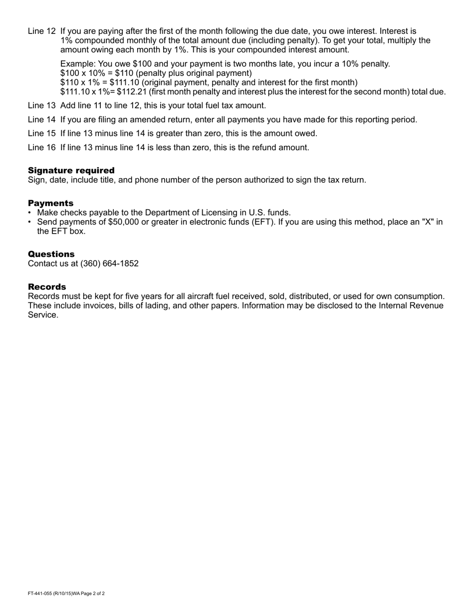 Download Instructions for Form FT-441-005 Aviation Gasoline Tax Return ...