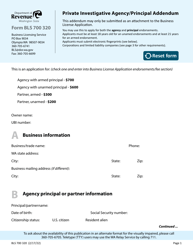 Document preview: Form BLS700 320 Private Investigative Agency/Principal Addendum - Washington