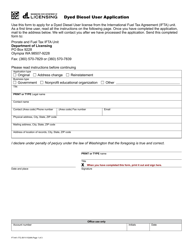 Form FT-441-772 Dyed Diesel User Application - Washington