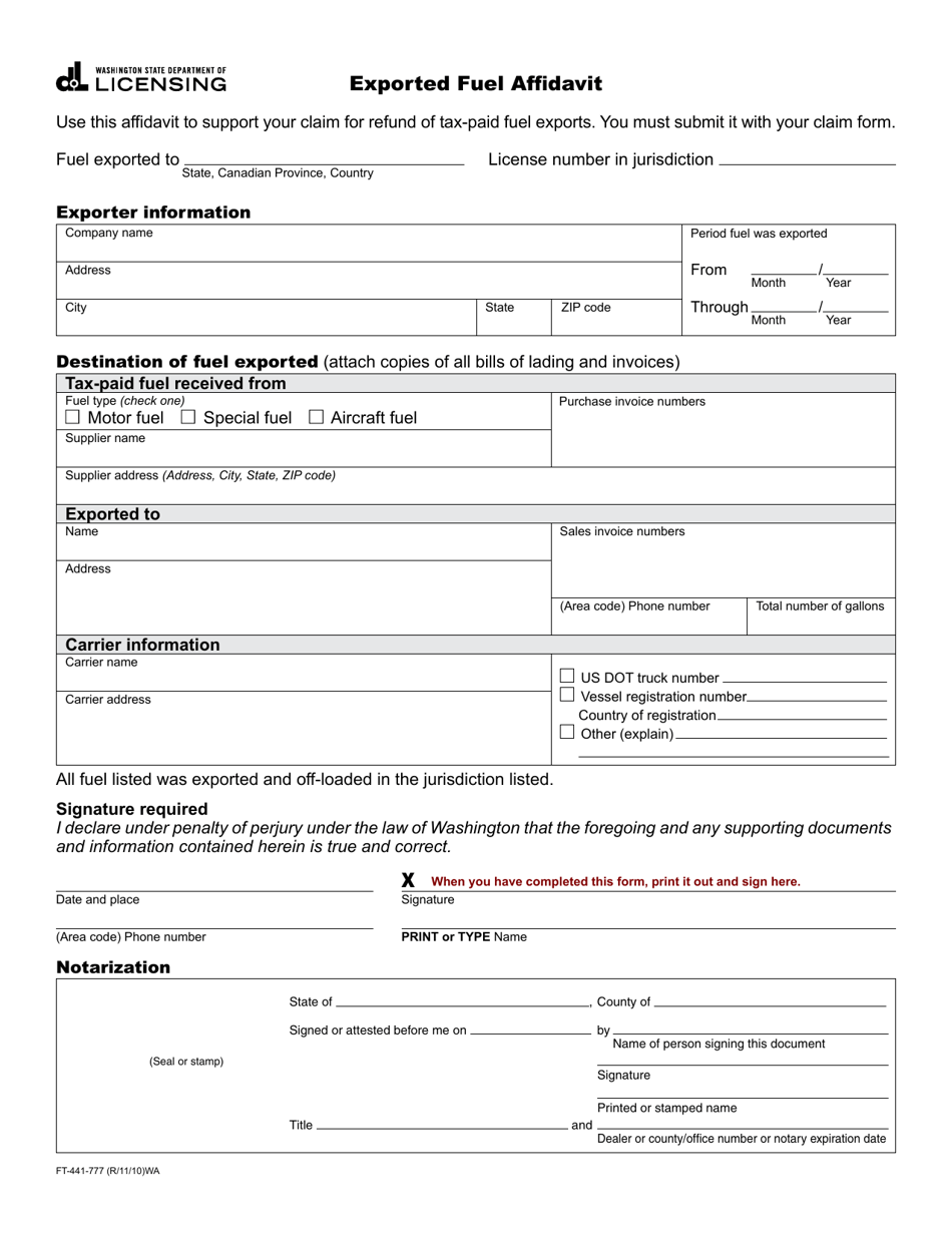 Form FT-441-777 - Fill Out, Sign Online and Download Fillable PDF ...