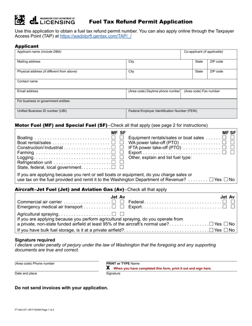 Form FT-442-071  Printable Pdf