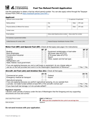 Form FT-442-071 Fuel Tax Refund Permit Application - Washington