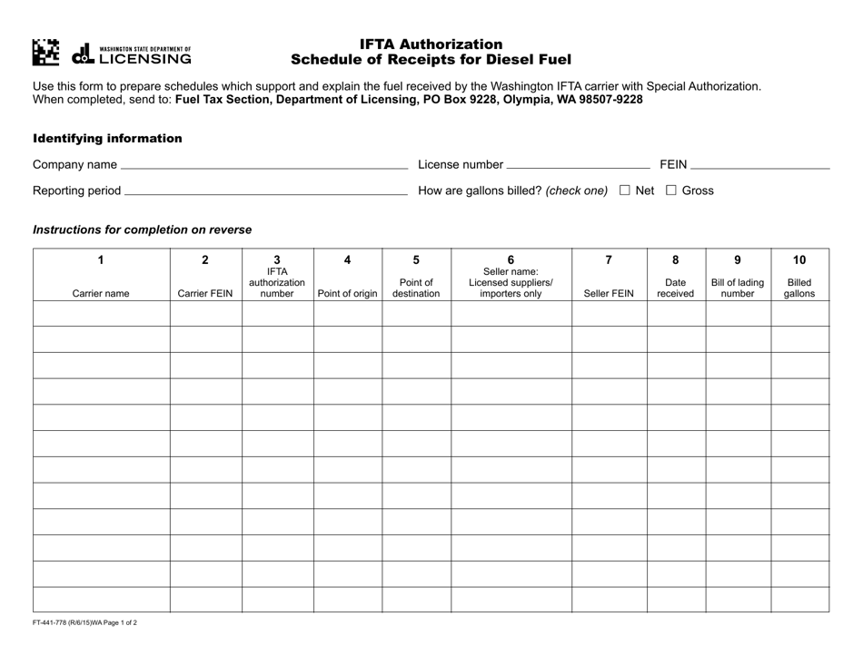 Form Ft-441-778 - Fill Out, Sign Online And Download Fillable Pdf 