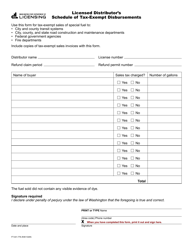 Document preview: Form FT-441-776 Licensed Distributor's Schedule of Tax-Exempt Disbursements - Washington