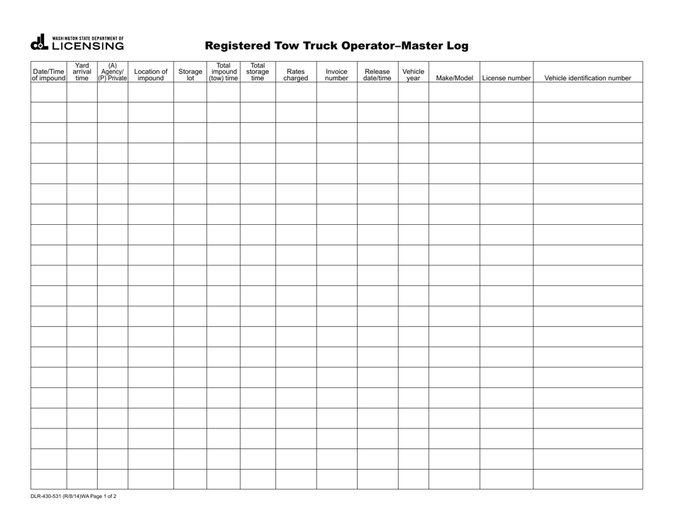 Form DLR-430-531 - Fill Out, Sign Online and Download Fillable PDF ...