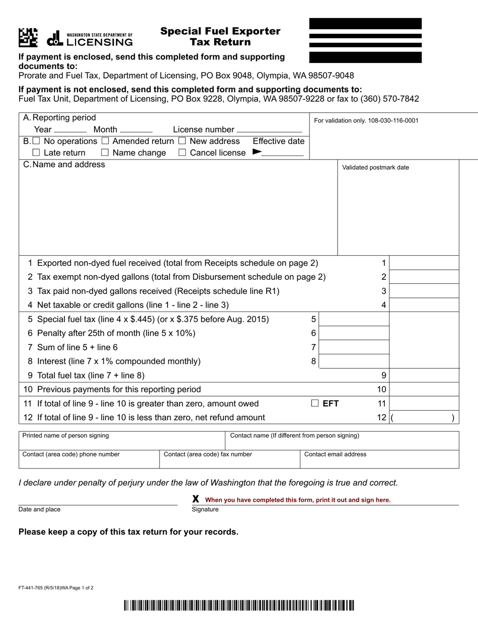 Form FT-441-765 - Fill Out, Sign Online and Download Fillable PDF ...
