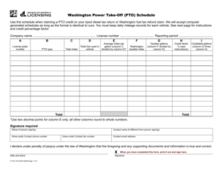Form FT-441-244 Washington Power Take-Off (Pto) Schedule - Washington