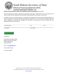 Effective Financing Statement (Efs) Central Notification Master List Subscription Form - South Dakota, Page 4