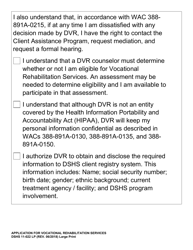 DSHS Form 11-022 Application for Vocational Rehabilitation Services - Large Print - Washington, Page 3