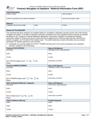 Document preview: DSHS Form 11-152 Forensic Navigator to Inpatient - Referral Information Form (Rif) - Washington
