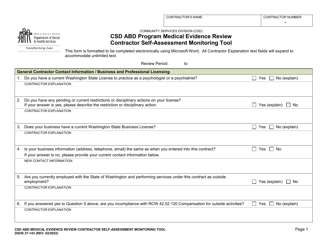 DSHS Form 27-143 Csd Abd Program Medical Evidence Review Contractor Self-assessment Monitoring Tool - Washington, Page 2