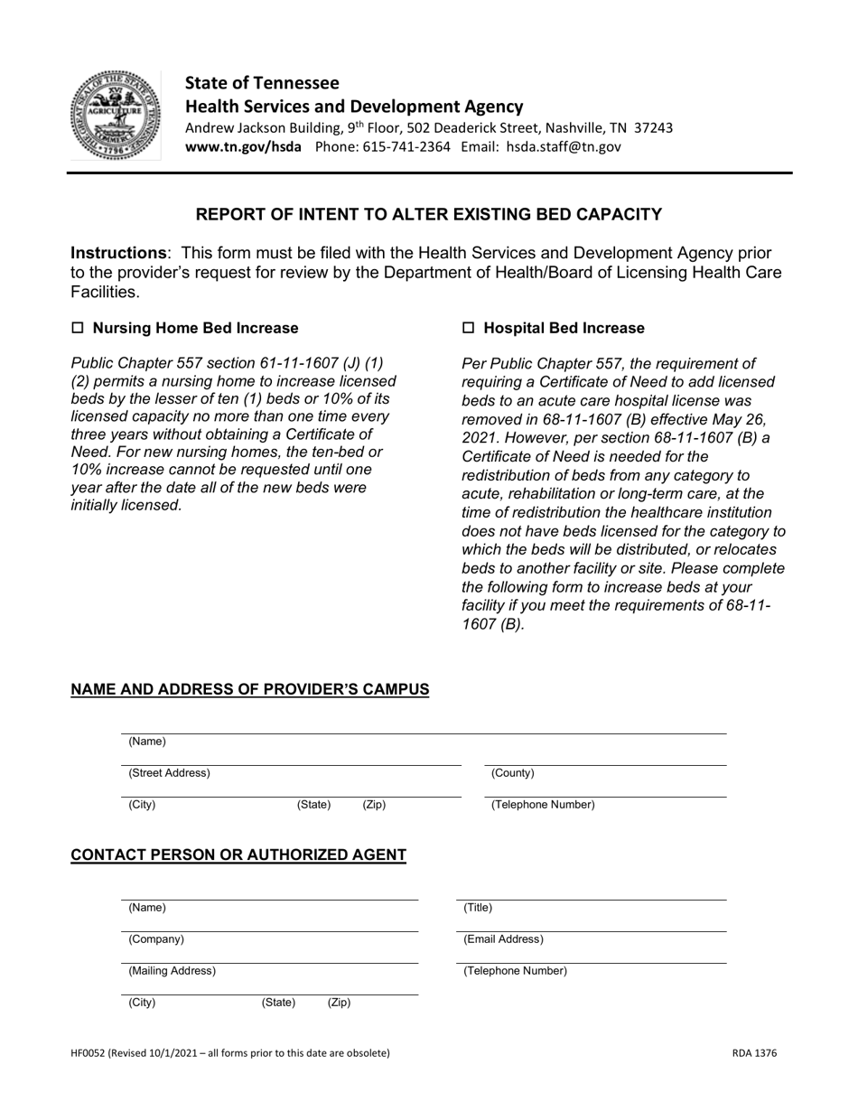 Form HF0052 Fill Out, Sign Online and Download Printable PDF