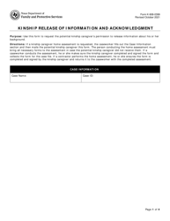 Document preview: Form K-908-0399 Kinship Release of Information and Acknowledgment - Texas
