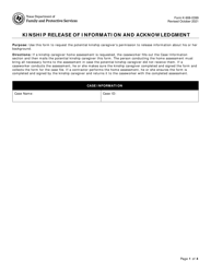 Form K-908-0399 Kinship Release of Information and Acknowledgment - Texas