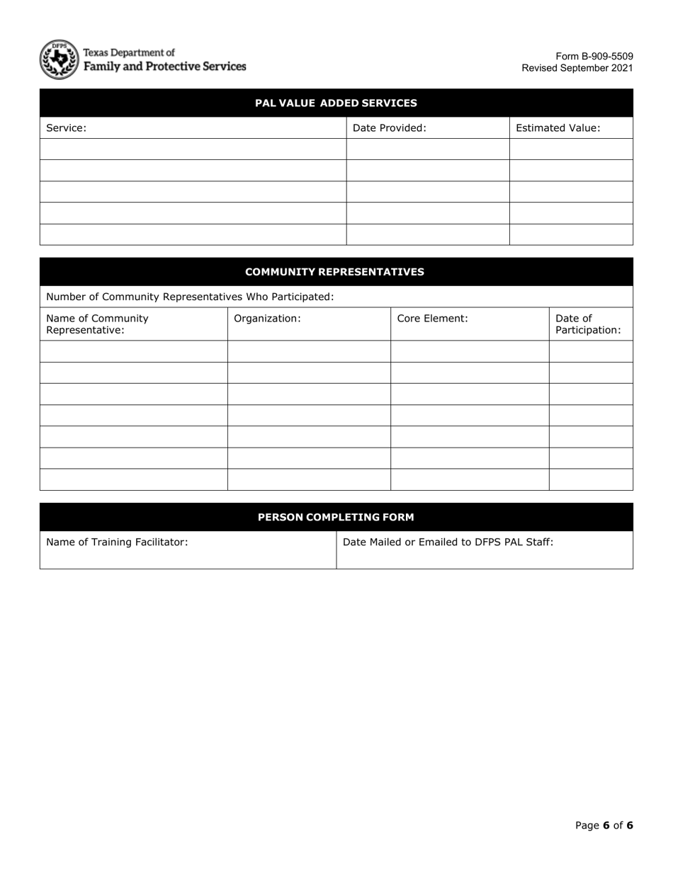 Form B-909-5509 Contractor Monthly Report - Texas, Page 6