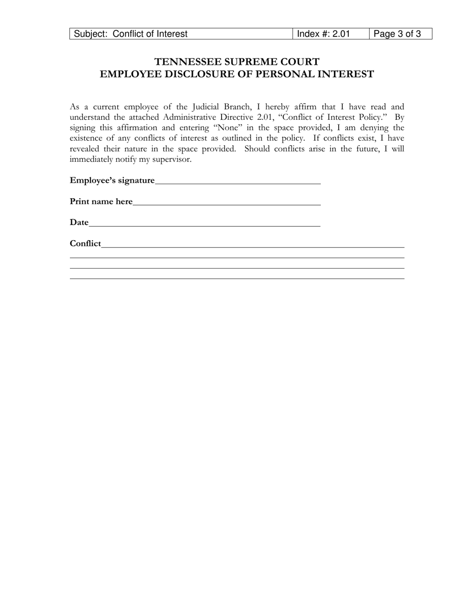 Employee Disclosure of Personal Interest - Tennessee, Page 3