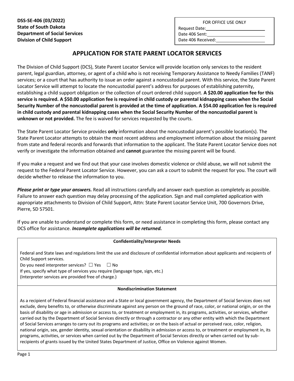 Mr 406 Form.pdf Form DSS-SE-406 - Fill Out, Sign Online and Download Printable PDF ...