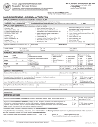 Form LTC-78A Handgun Licensing - Original Application - Texas