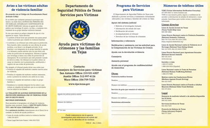 Document preview: Formulario VESS-6S Ayuda Para Victimas De Crimenes Y Las Familias En Tejas - San Antonio, Austin, Waco Office - Texas (Spanish)