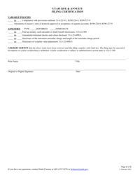 Utah Life &amp; Annuity Filing Certification - Utah, Page 2