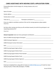 Cares Assistance With Moving Costs: Application Form - Vermont, Page 2