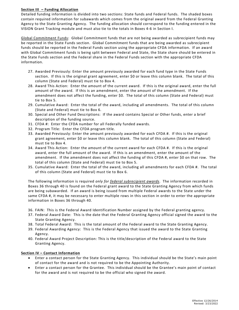 Part 1 State of Vermont Grant Agreement - Grant Award Detail - Vermont, Page 3