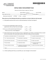 Document preview: Form 614FDP Initial Family Development Plan - Vermont