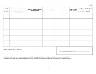 Form 643JOB Reach up Job Search Log - Vermont, Page 2