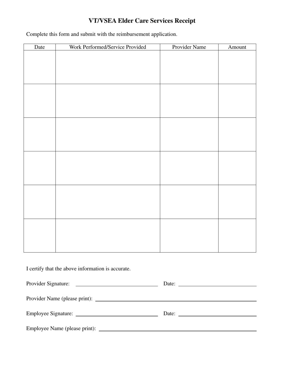 Vt / Vsea Elder Care Cost Reimbursement Application - Vermont, Page 3