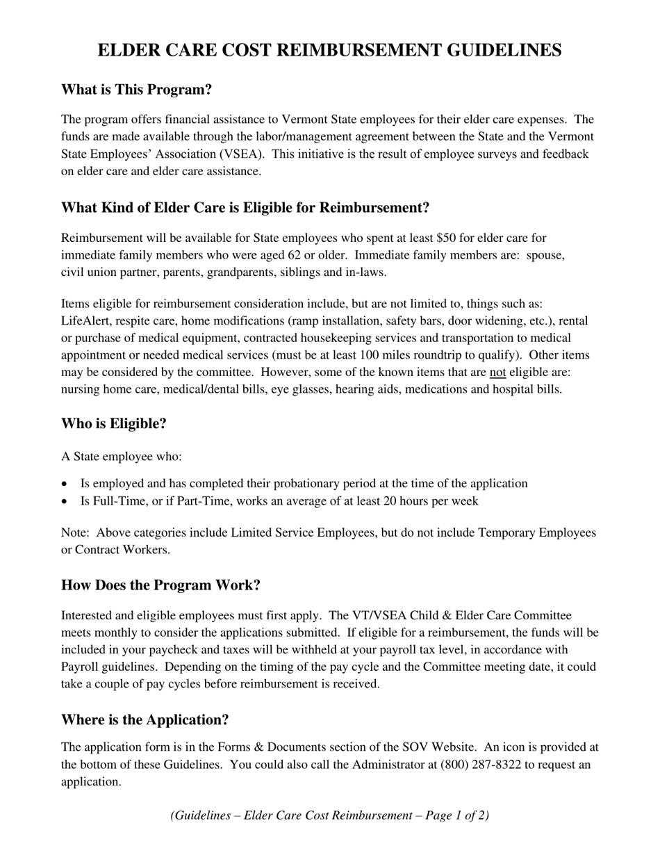 Vt / Vsea Elder Care Cost Reimbursement Application - Vermont, Page 4