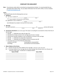 Form 400-00815 Summons and Complaint for Annulment - Vermont, Page 3
