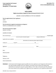 Form 800-00005 Avis D'appel - Vermont (French)