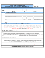 Document preview: Form DCR199-036 Virginia State Parks Disability and Veteran Disability Pass Application - Virginia
