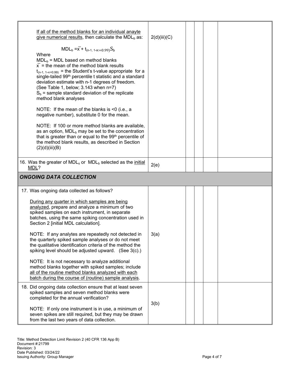 Method Detection Limit Revision 2 (40 Cfr 136 App B) - Virginia, Page 4