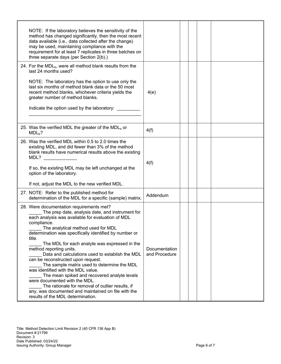 Method Detection Limit Revision 2 (40 Cfr 136 App B) - Virginia, Page 6