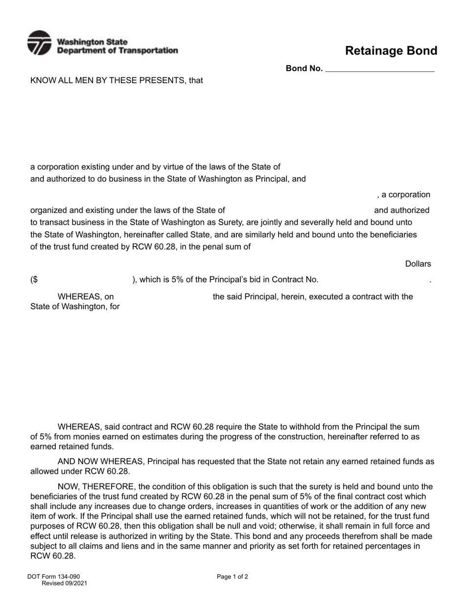 DOT Form 134-090 Retainage Bond - Washington, Page 1