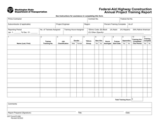 Document preview: DOT Form 272-060 Federal-Aid Highway Construction Annual Project Training Report - Washington