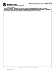 DOT Formulario 272-066 Formulario De Queja Del Titulo Vi - Washington (Spanish), Page 2