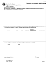 DOT Formulario 272-066 Formulario De Queja Del Titulo Vi - Washington (Spanish), Page 3