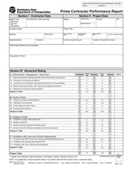 Document preview: DOT Form 421-010 Prime Contractor Performance Report - Washington