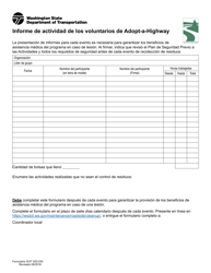 Document preview: DOT Formulario 520-030 Informe De Actividad De Los Voluntarios De Adopt-A-highway - Washington (Spanish)