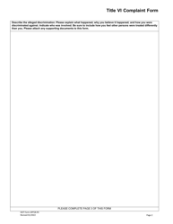 Appendix 28.95 Title VI Complaint Form - Washington, Page 2