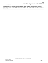 Appendix 28.95 Title VI Complaint Form - Washington (French), Page 2
