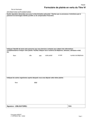 Appendix 28.95 Title VI Complaint Form - Washington (French), Page 3