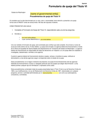 Apendice 28.95 Formulario De Queja Del Titulo Vi - Washington (Spanish), Page 4